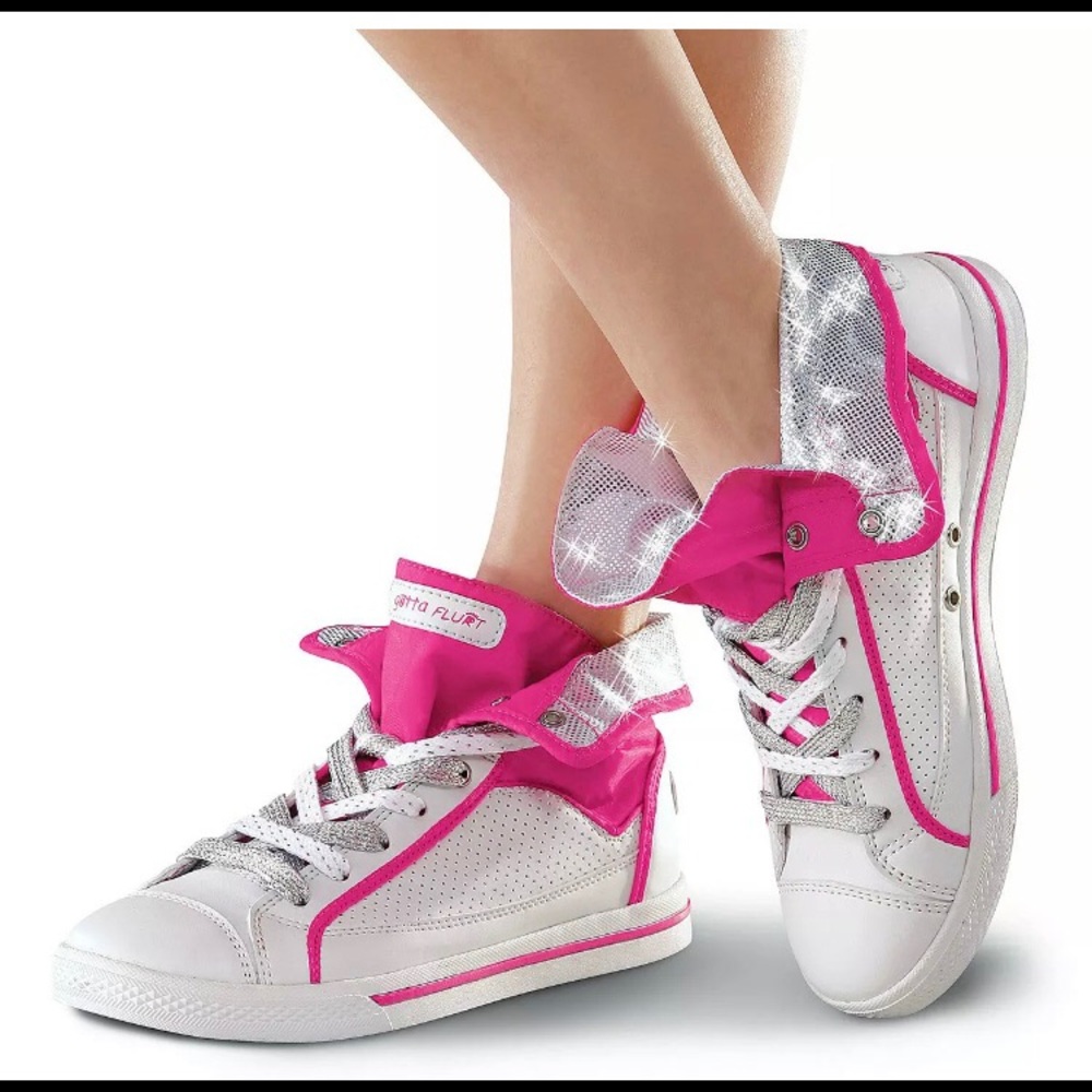 White and Hot Pink Women's High-Top Sneakers